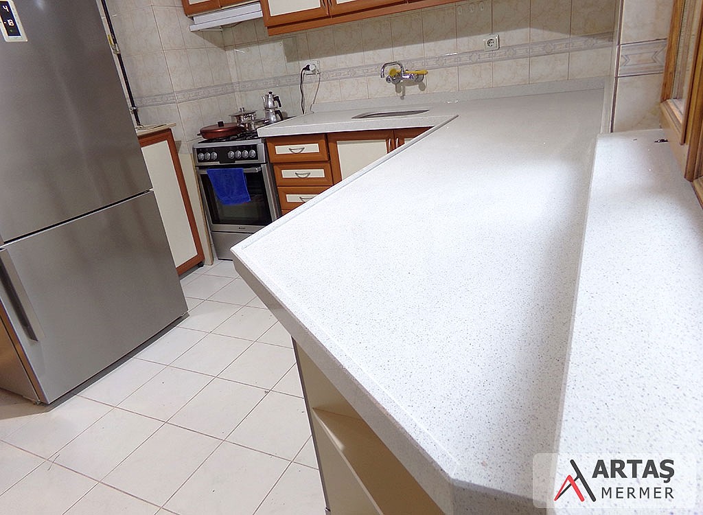 Lusetia White Calisco Mutfak Tezgahı - Ön Su Setli