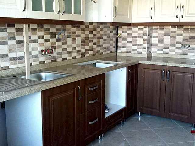 L Şekilli Lapaz Çimstone Mutfak Tezgah Çalışması